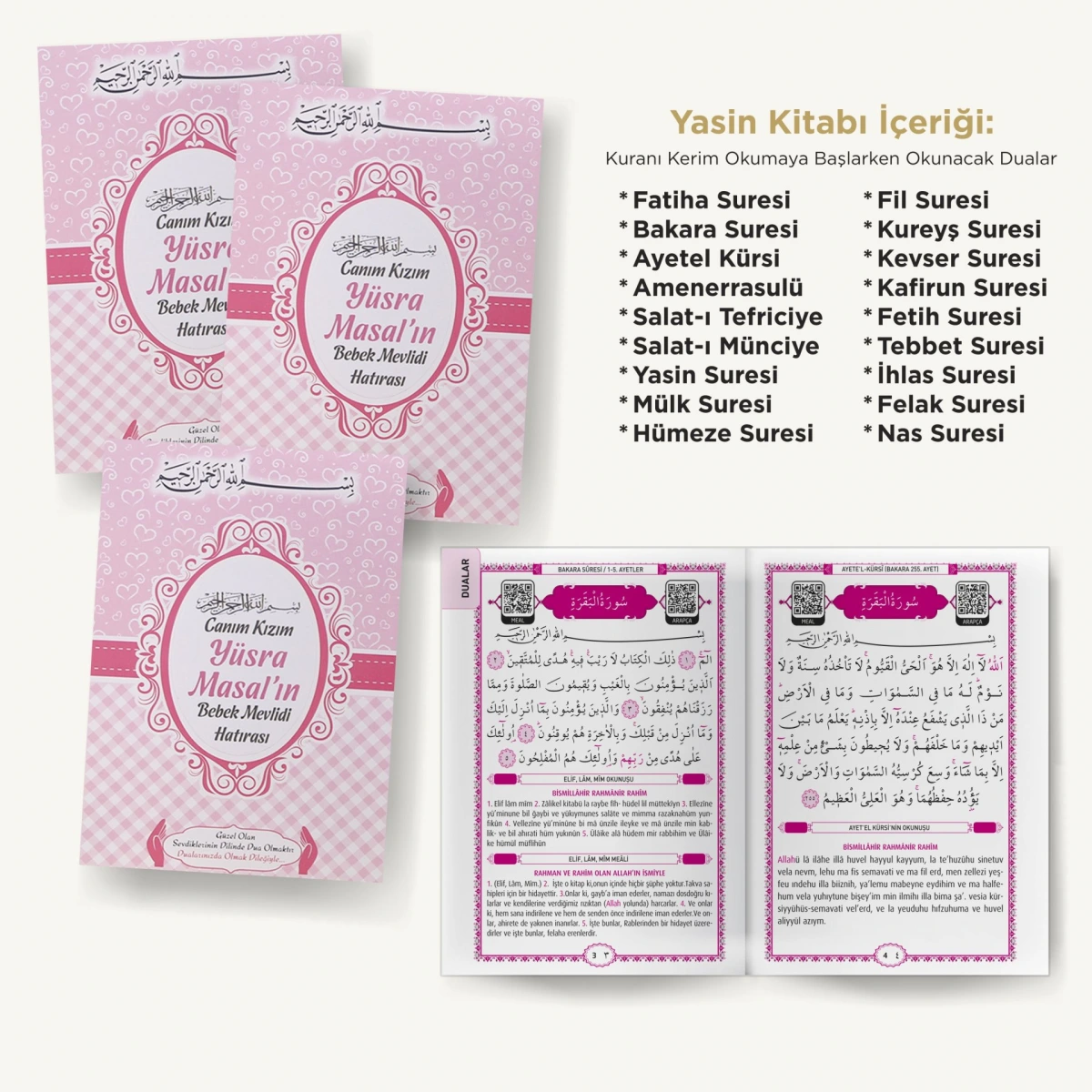 Kalp Pembe Yasin + Lokumluk + Magnet