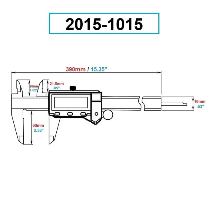 2015-1015 0-300mm YAĞ, SU, TOZ GEÇİRMEZ YENİ MAVİ SERİ DİJİTAL KUMPAS IP67