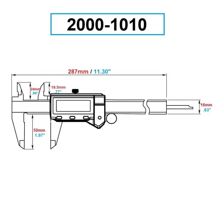 Dasqua 200mm Lcd Ekran Dijital Kumpas IP54 Korumalı 2000-1010