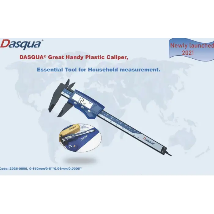 Dasqua 150mm Dijital Plastik Kumpas 0,01mm/0,0005