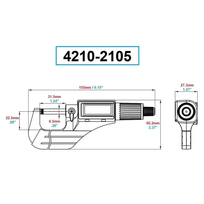 Dasqua Hassas Dijital Mikrometre 0-25mm 4210-2105