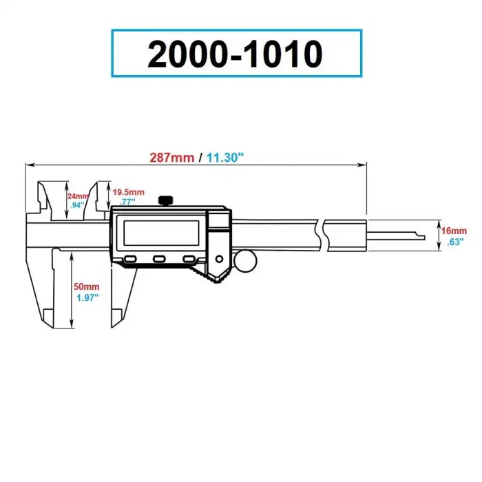 Dasqua 200mm Lcd Ekran Dijital Kumpas IP54 Korumalı 2000-1010
