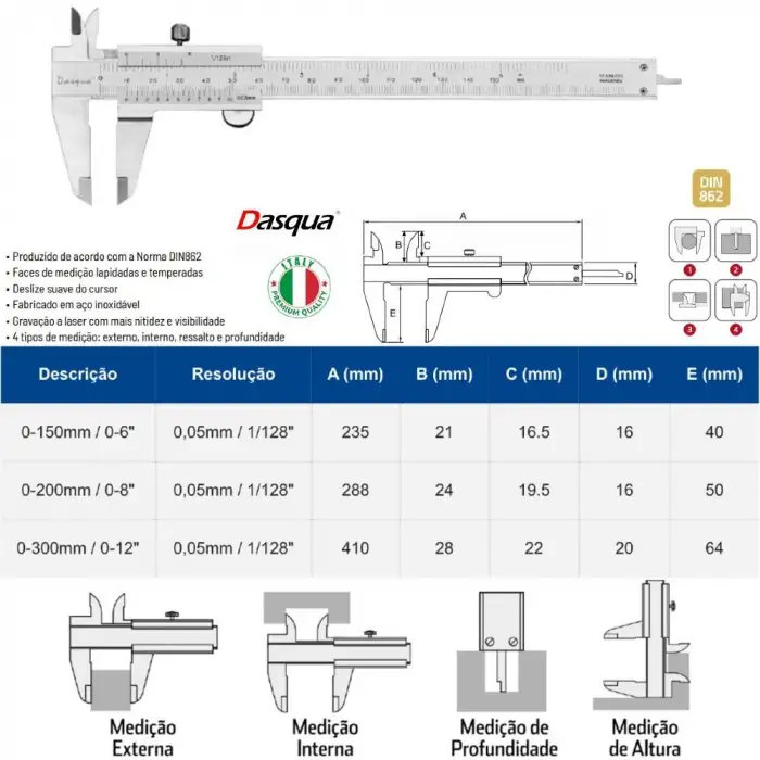 Dasqua 300mm Mekanik Kumpas 0,05 1120-3130
