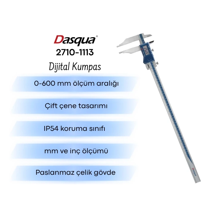 Dasqua 2710-1113 Uzun Çift Çeneli Dijital Kumpas 0-600 mm