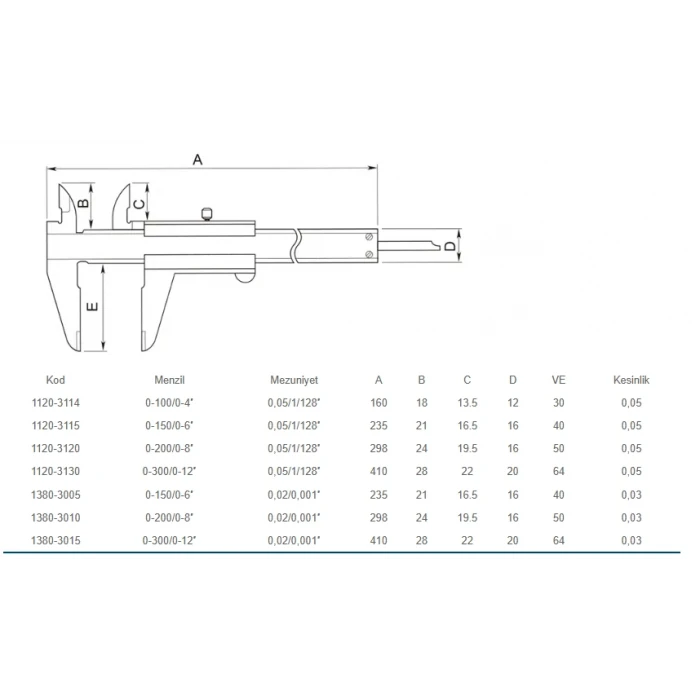 DASQUA 0-200mm Monoblok Mekanik Kumpas / 0.02 mm 1380-3010