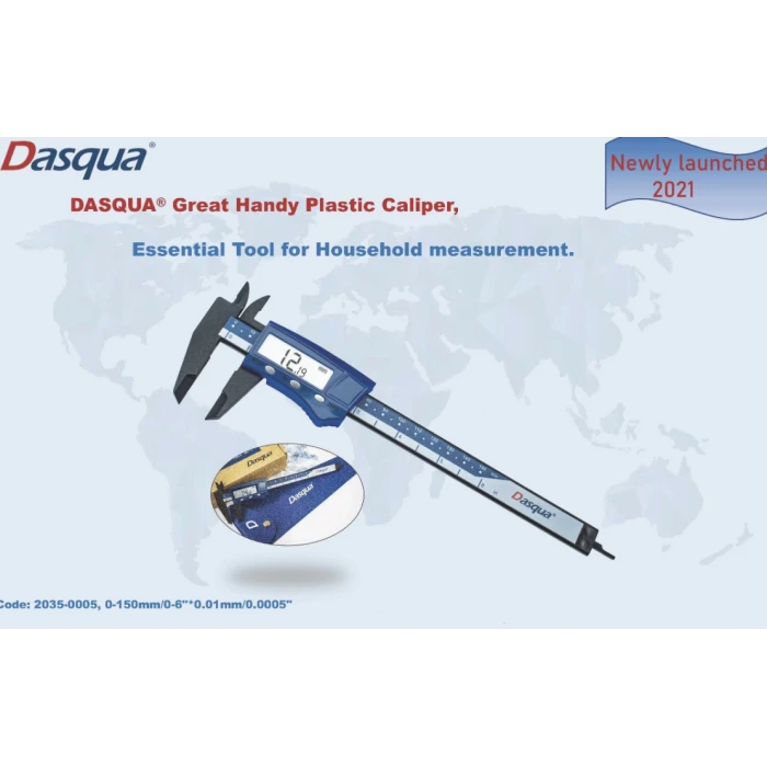 Dasqua 150mm Dijital Plastik Kumpas 0,01mm/0,0005