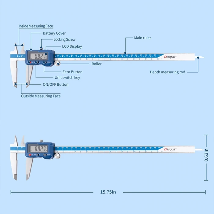 Dasqua 300mm Yeni Seri Dijital Kumpas 0.01mm Hassasiyet – 2000-2015