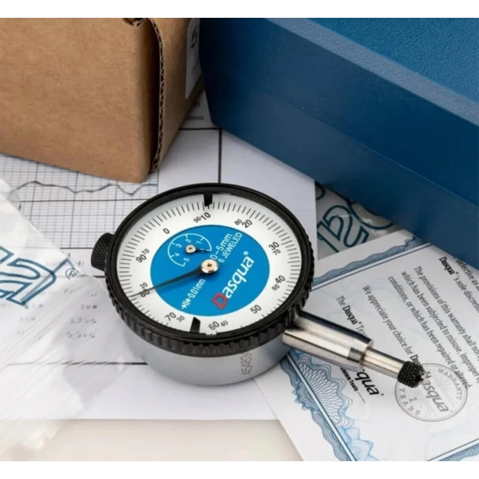 Dasqua  5121-1205 Komparatör Saati | 0-10 mm Ölçüm, 0.01 mm Hassasiyet, Darbe Dayanıklı Gövde