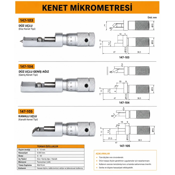 Kenet Mikrometresi 0-13 mm