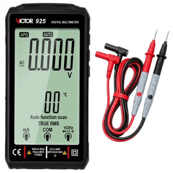 Victor 925 Büyük Ekranlı True RMS Akıllı Dijital Multimetre