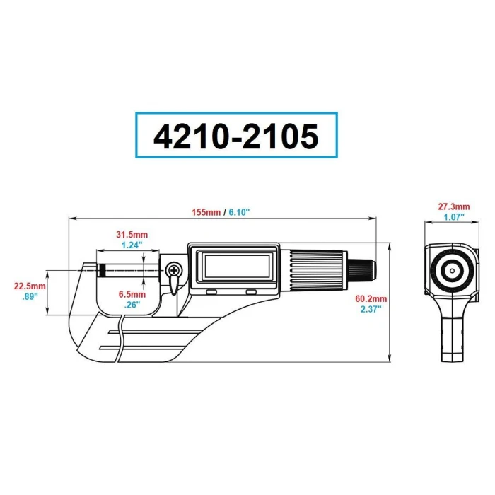 Dasqua Hassas Dijital Mikrometre 0-25mm 4210-2105