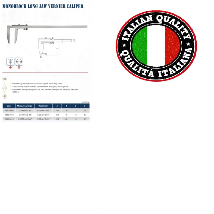 Dasqua 600mm Tek Çene Mekanik Kumpas 0,02 1310-0010