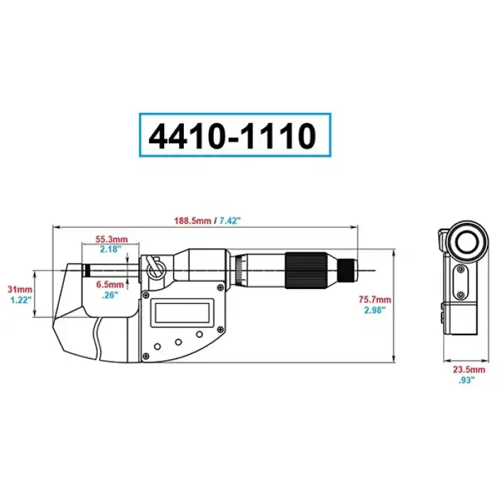 Dasqua 25-50mm Dijital Mikrometre Yağa, Suya, Toza Karşı Korumalı IP65 4410-1110