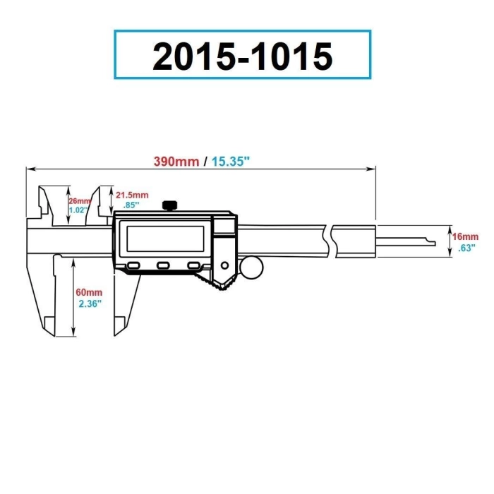 2015-1015  0-300mm YAĞ, SU, TOZ GEÇİRMEZ YENİ MAVİ SERİ DİJİTAL KUMPAS IP67