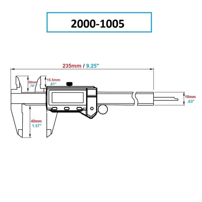 DASQUA 2000-1005   150mm  MAVİ LCD EKRAN DİJ KUMPAS IP54 KORUMALI