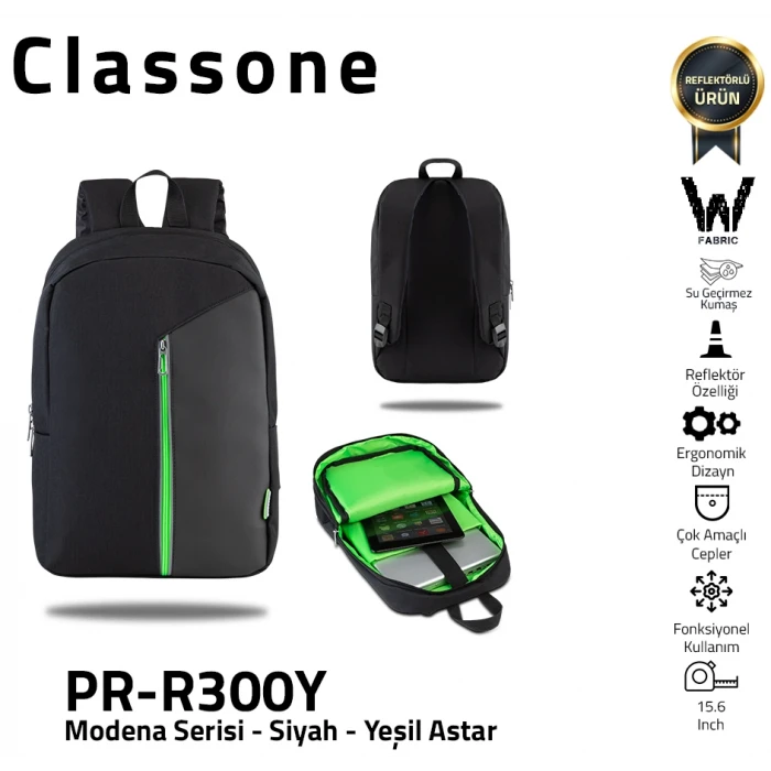Classone PR-R300Y 15.6 Sırt Çantası - Yeşil