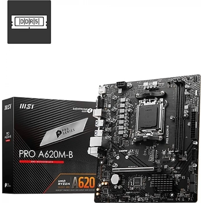 MSI PRO A620M-B AMD A620 AM5 DDR5 6800(OC) ANAKART