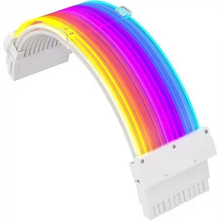 Slv-24P-W Sleeved 24 Pin Anakart Güç Uzatma Kablosu Beyaz ARGB