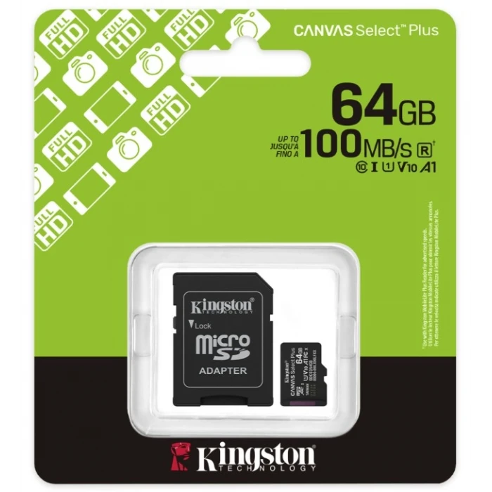 Kingston CANVAS SELECT PLUS 64GB SDCS3/64GB GEN3 MICRO SDXC UHS-I 100MB/S