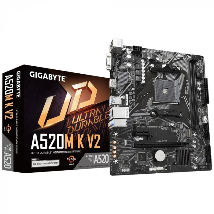 Gigabyte A520M K V2 1.0 DDR4 AMD A520 Soket AM4 DDR4 5100(OC)MHz mATX Gaming (Oyuncu) Anakart