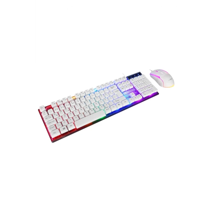 Klavye Mouse Set Oyuncu Gökkuşağı Aydınlatmalı KM-198 Luminax Beyaz