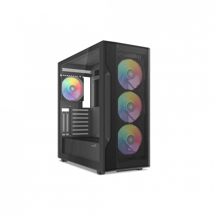 SAMA S40BK Black, H700BK 700W, 80 PLUS, Tempered Glass Panel, Mesh Ön Panel, Type-C, 4x120mm ARGB Fan, ATX, GAMING KASA