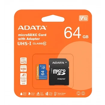 ADATA Premier 64GB Micro SDHC U1/C10 AUSDX64GUICL10A1-RA1