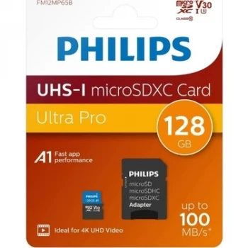 PHILIPS FM12MP65B, 128GB, SDXC, UHS-I, V30, Class10, MicroSD Kart Bellek (SD Adaptörlü)