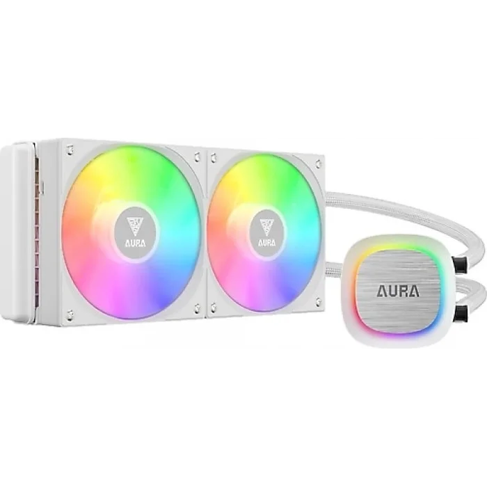 GAMDIAS AURA GL240 V2 WH, White Edition, 240mm,  RGB, 2 Fanlı,CPU Sıvı Soğutma