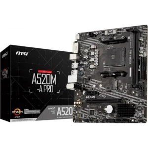 MSI A520M-A PRO DDR4 4600MHZ 1XHDMI 1XDVI 1XM.2 USB 3.2 MATX AM4 (AMD AM4 5000/4000 /3000 SERİSİ İLE UYUMLU)