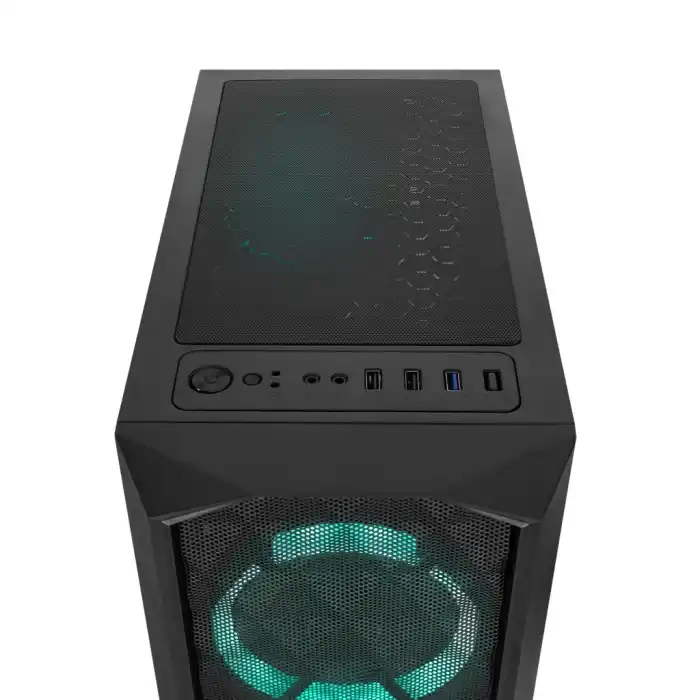 EVEREST BUMPY, Mesh, 600W, 4x12cm RGB Fan, Temperli Cam Yan Panel, ATX, GAMING KASA