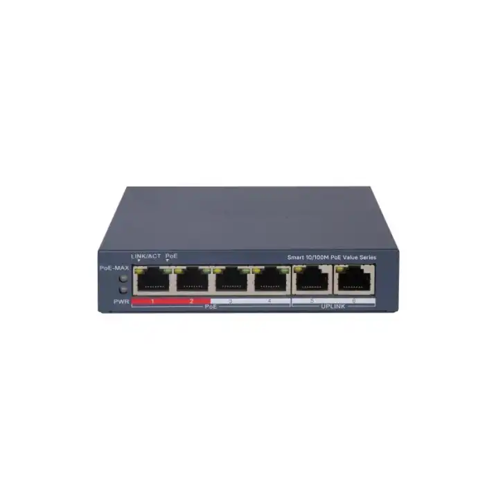 HIKVISION DS-3E1106P-EI/M 4XFE+2XFE MEGABİT 45W POE SWİTCH