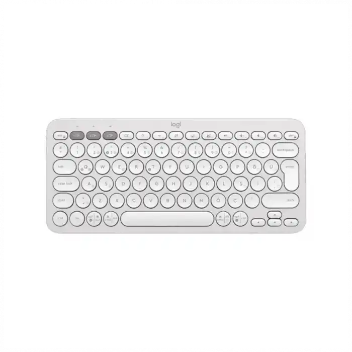 LOGITECH K380S, Pebble Keys 2,  Beyaz, 920-011860, Bluetooth, Türkçe, Q, Multimedya, Mini Klavye