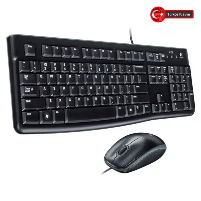 LOGITECH MK120, 920-002560, USB Kablolu, Türkçe Q, Klavye Mouse Set