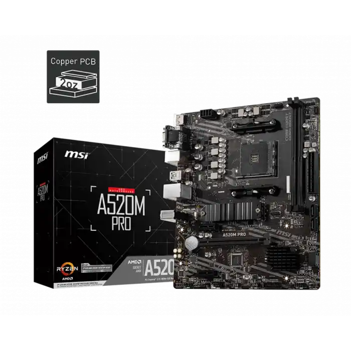 MSI A520M PRO DDR4 4600/1866Mhz M.2 MATX AM4