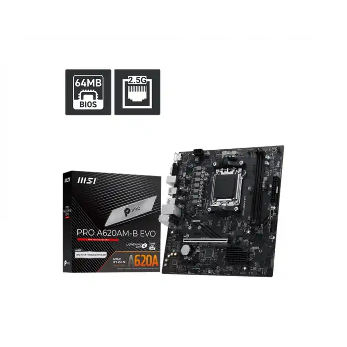 MSI PRO A620AM-B EVO AM5 DDR5 6800(OC) ANAKART