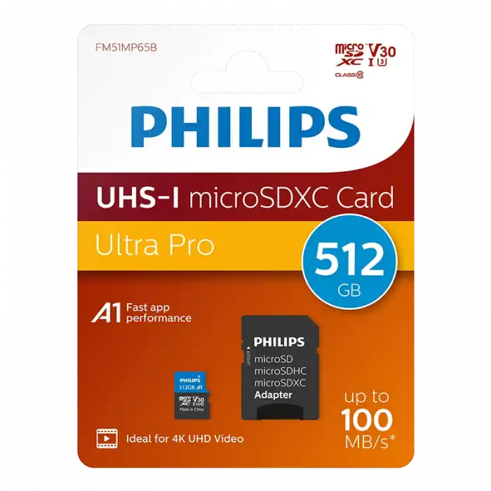 PHIIPS 512GB MICRO SDXC 100 MB/S C10 FM51MP65B/00