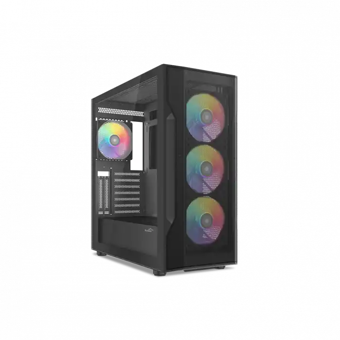 SAMA S40BK Black, H700BK 700W, 80 PLUS, Tempered Glass Panel, Mesh Ön Panel, Type-C, 4x120mm ARGB Fan, ATX, GAMING KASA