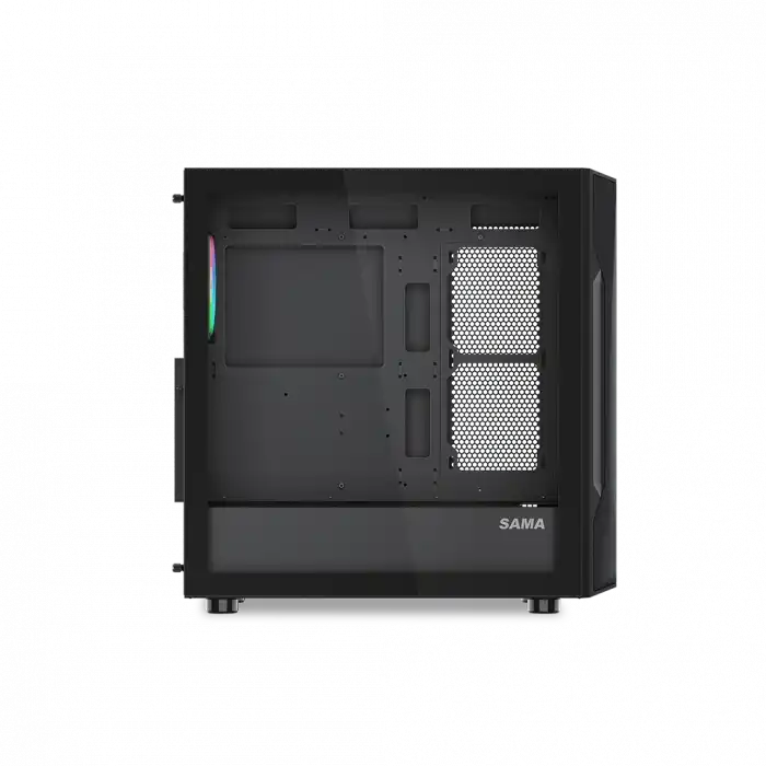 SAMA S40BK Black, H700BK 700W, 80 PLUS, Tempered Glass Panel, Mesh Ön Panel, Type-C, 4x120mm ARGB Fan, ATX, GAMING KASA