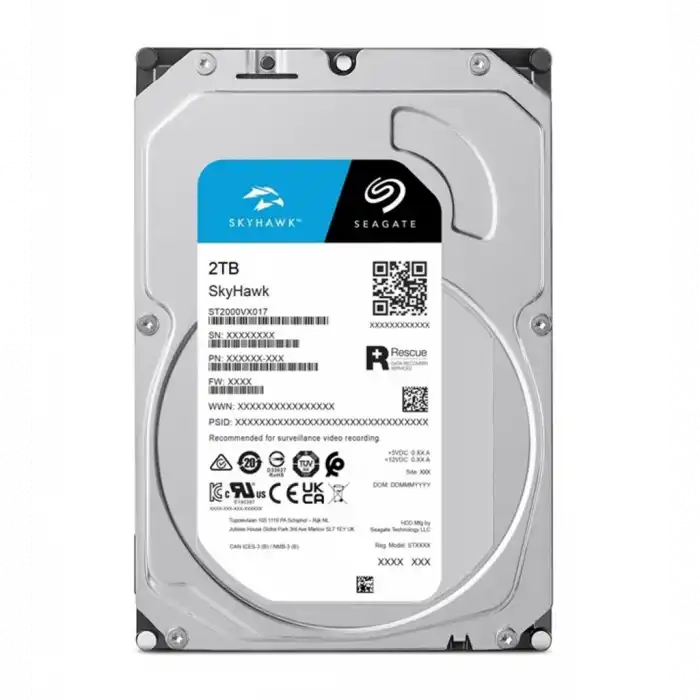 SEAGATE SKYHAWK, ST2000VX017, 3.5", 2TB, 256Mb, 5900Rpm, Güvenlik, HDD