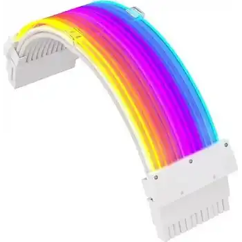 Slv-24P-W Sleeved 24 Pin Anakart Güç Uzatma Kablosu Beyaz ARGB