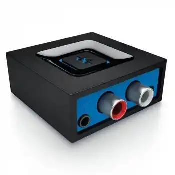 Logitech Kablosuz Bluetooth Adaptör, PC/Mac/Akıllı Telefon/Tablet/AV Alıcısı için Bluetooth Adaptörü, Tek Tuşla Kolay Eşleştirme, Çoklu Erişim Özelliği, 3,5 mm Ses ve RCA Çıkışları, Siyah/Mavi  980-000912