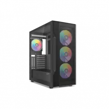 SAMA S40BK Black, H700BK 700W, 80 PLUS, Tempered Glass Panel, Mesh Ön Panel, Type-C, 4x120mm ARGB Fan, ATX, GAMING KASA