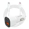 S-link SL-EC38PD TypeC to TypeC Kablolu 38W PD + USB QC3.0 Beyaz Araç Şarj Cihazı