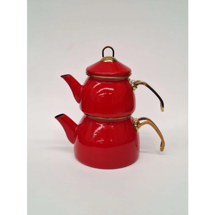 Benante Emaye Çaydanlık Takımı Kırmızı