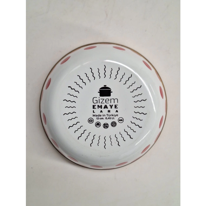 GİZEM EMAYE KASE 12 CM KIRMIZI PUANTİYELİ GOLD