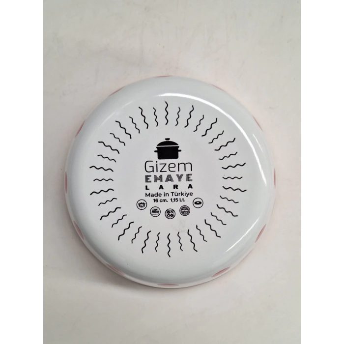 GİZEM EMAYE KASE 16 CM KIRMIZI PUANTİYELİ GOLD