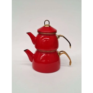 Benante Emaye Çaydanlık Takımı Kırmızı
