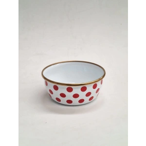 GİZEM EMAYE KASE 12 CM KIRMIZI PUANTİYELİ GOLD