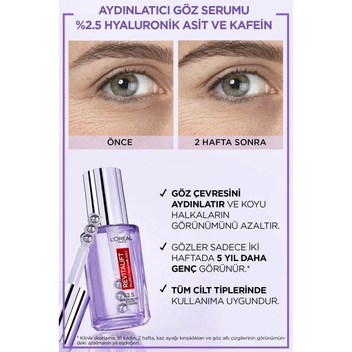 Loreal Paris Revitalift Filler Aydınlatıcı Göz Serumu 20 ml